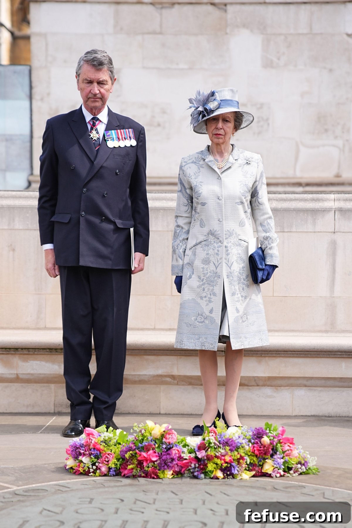 The Crown's Jewels: VE Day Elegance at Westminster Abbey 8 The Princess Royal and Vice Admiral Sir Timothy Laurence attend a service of thanksgiving on the 80th anniversary of VE Day at Westminster Abbey in London on May 8, 2025 (Aaron Chown/PA Images/Alamy)
