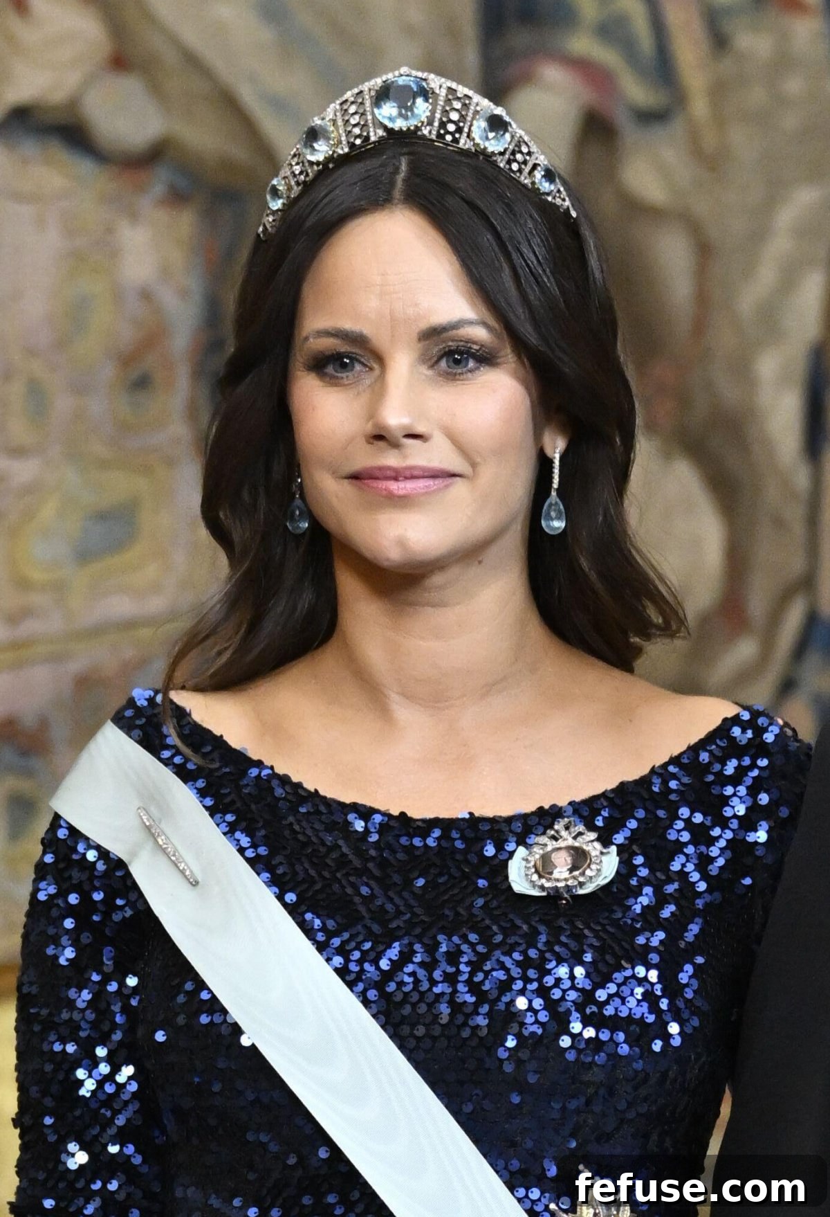 Princess Sofia of Sweden arrives for the King's Dinner for the Nobel laureates at the Royal Palace in Stockholm on December 11, 2024 (Henrik Montgomery/TT News Agency/Alamy)