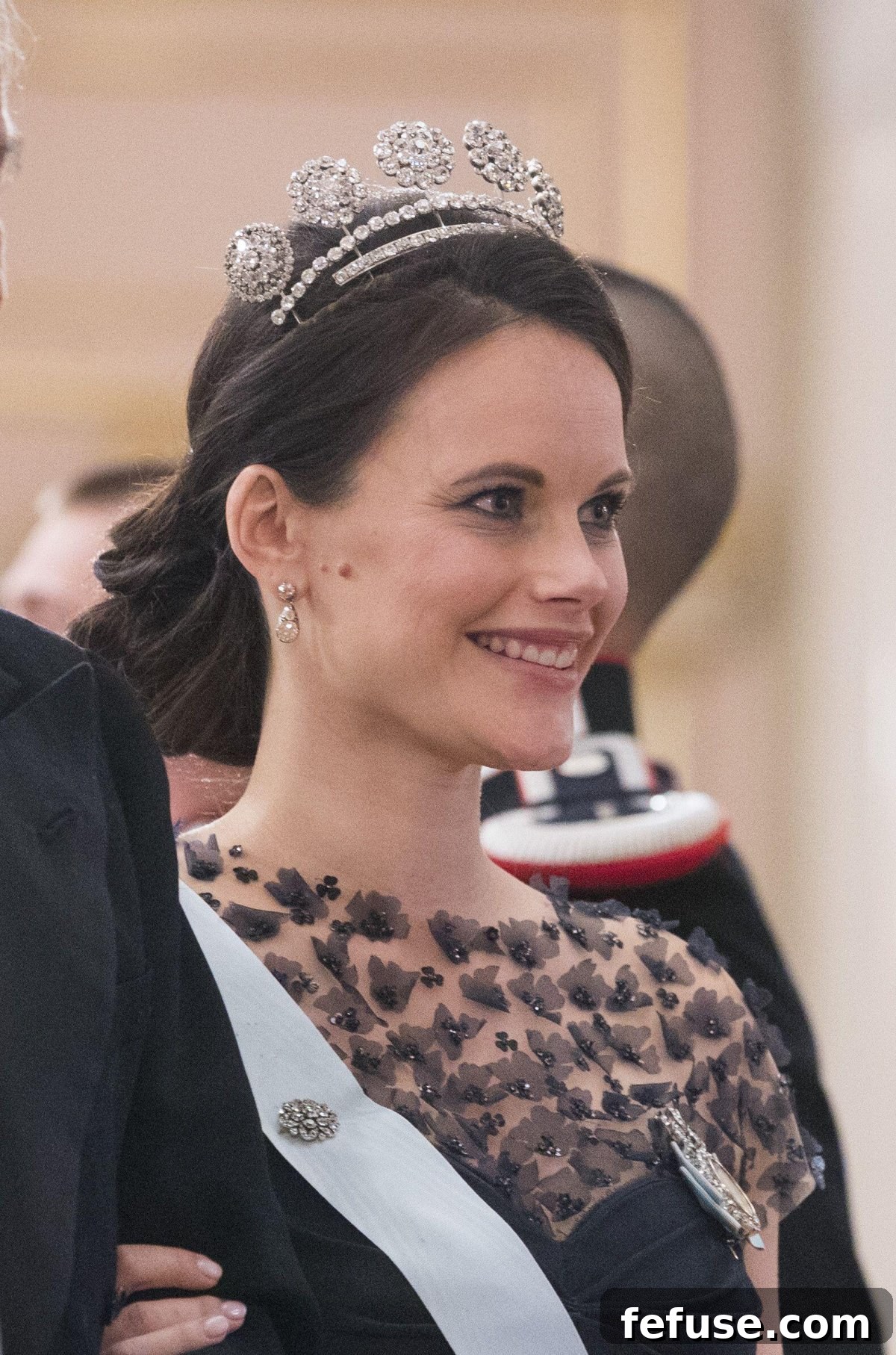 Princess Sofia of Sweden attends a banquet celebrating the 80th birthdays of the King and Queen of Norway at the Royal Palace in Oslo on May 9, 2017 (Haakon Mosvold Larsen/NTB/Alamy)