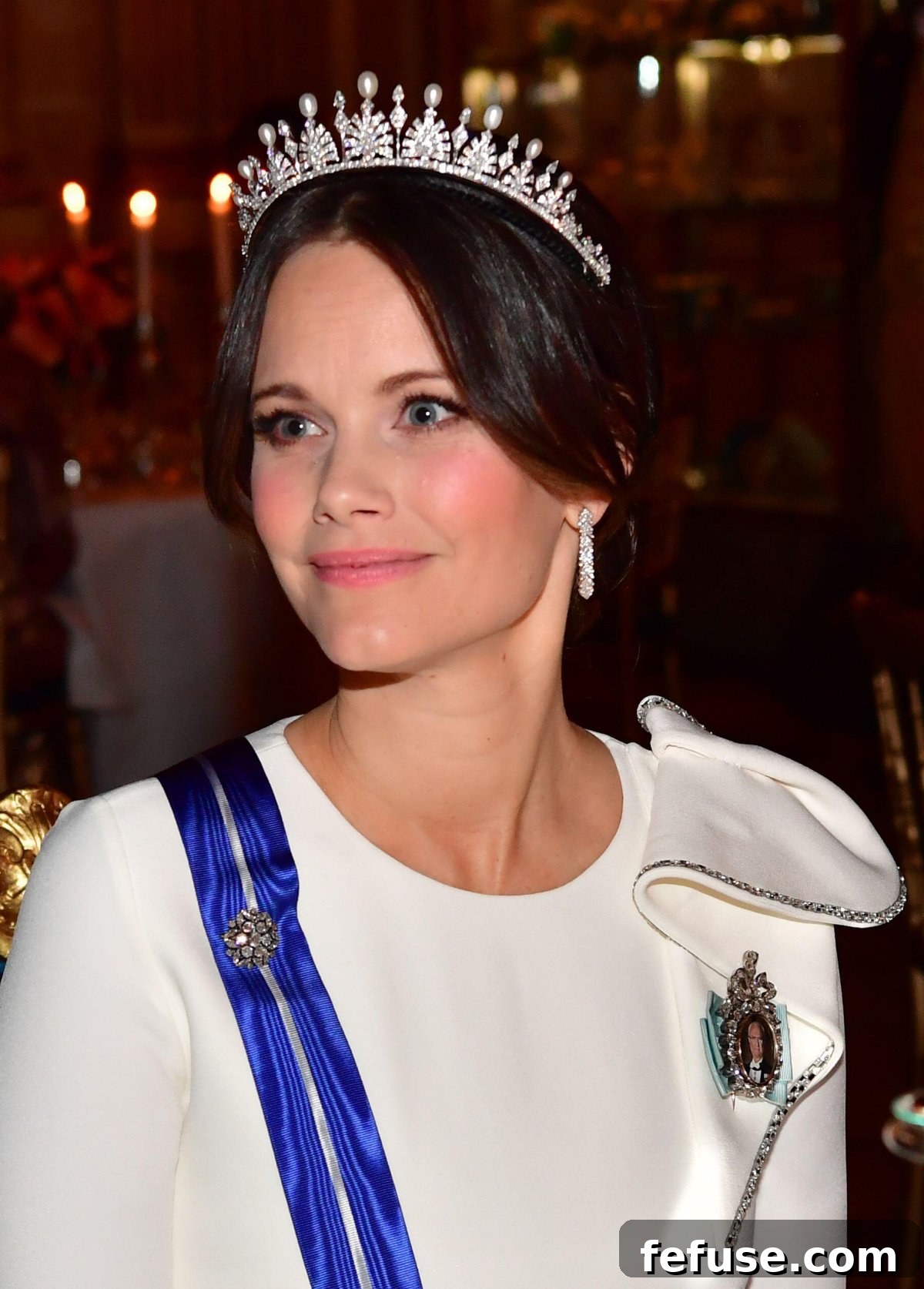 Princess Sofia of Sweden attends a state banquet in honor of the King and Queen of Sweden at the Royal Palace in Stockholm on November 24, 2021 (Jonas Ekströmer/TT News Agency/Alamy)