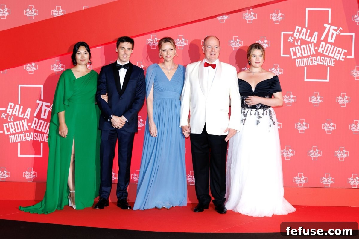 The Princely couple with Louis and Marie Ducruet and Camille Gottlieb at the Red Cross Gala.