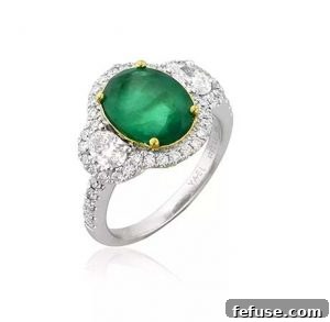 Opulent Oval Emerald Ring with Diamond Halo by Yael Designs