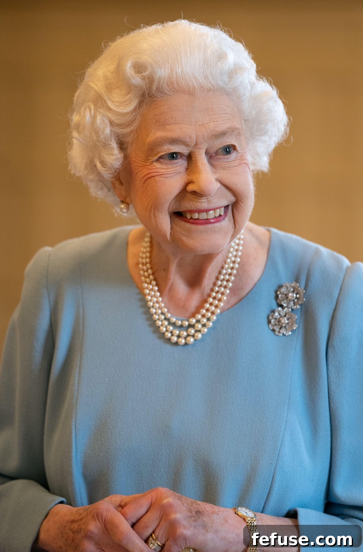 Queen Elizabeth II attends a reception at Sandringham House with representatives from local community groups to celebrate the start of the Platinum Jubilee on February 5, 2022 (Joe Giddens/PA Images/Alamy)