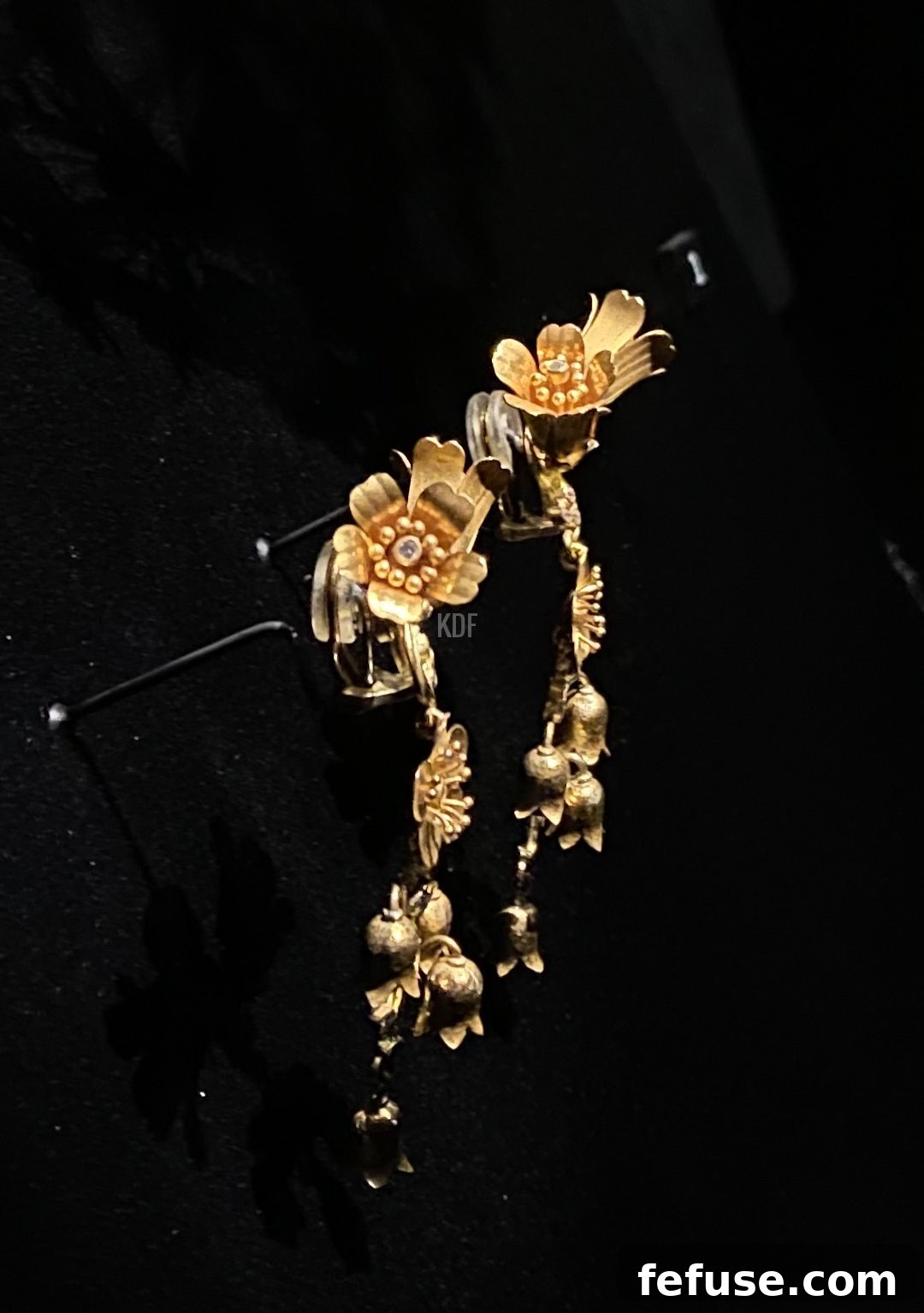Queen Margrethe's Naasut Earrings are displayed in the Golden Jubilee jewelry exhibition at Amalienborg Palace in Copenhagen, 2022 (Photo generously shared by reader Kim)