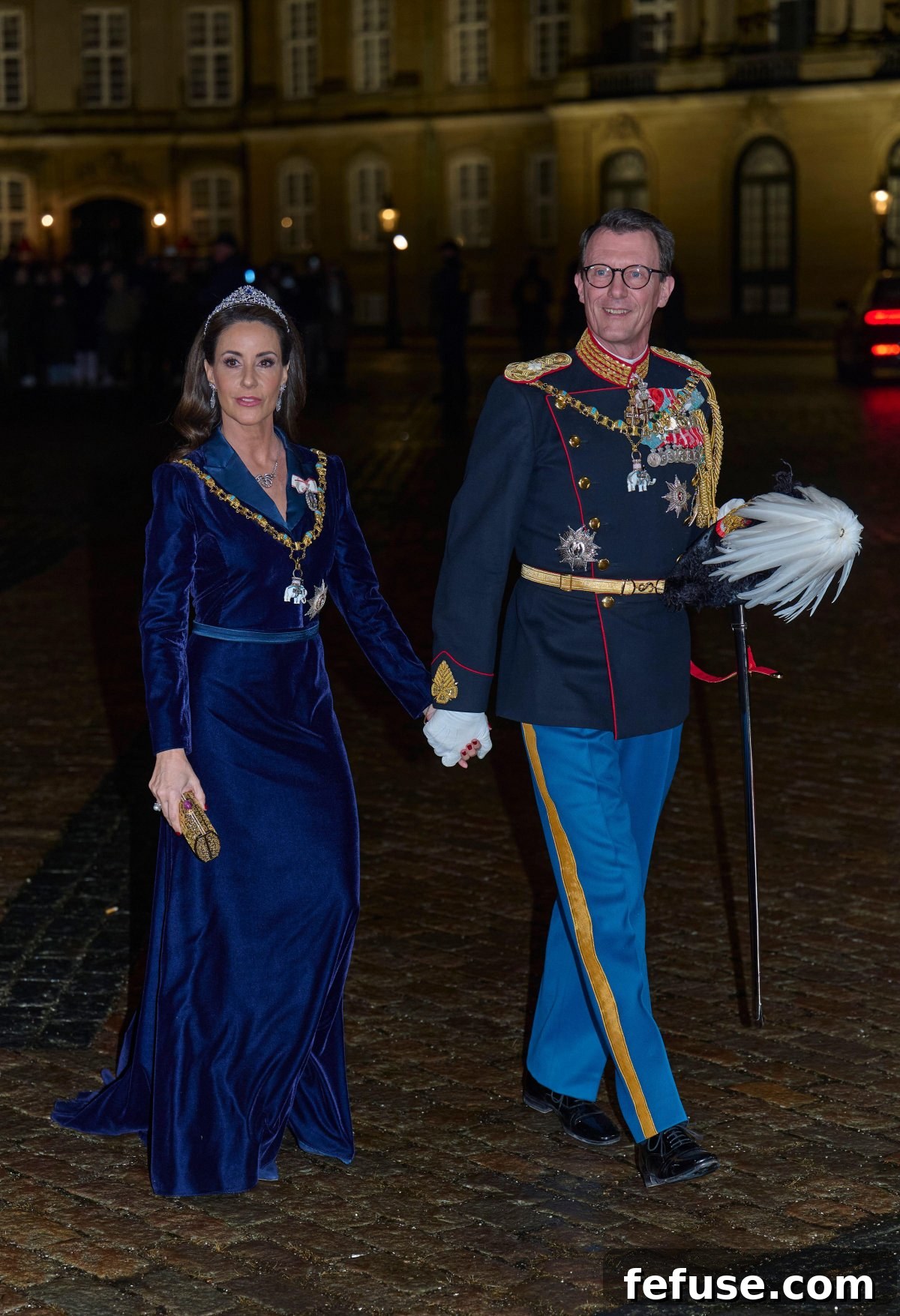 Prince Joachim and Princess Marie of Denmark attend the New Year's Levee at Amalienborg Palace in Copenhagen on January 1, 2025 (Stefan Lindblom/TT News Agency/Alamy)