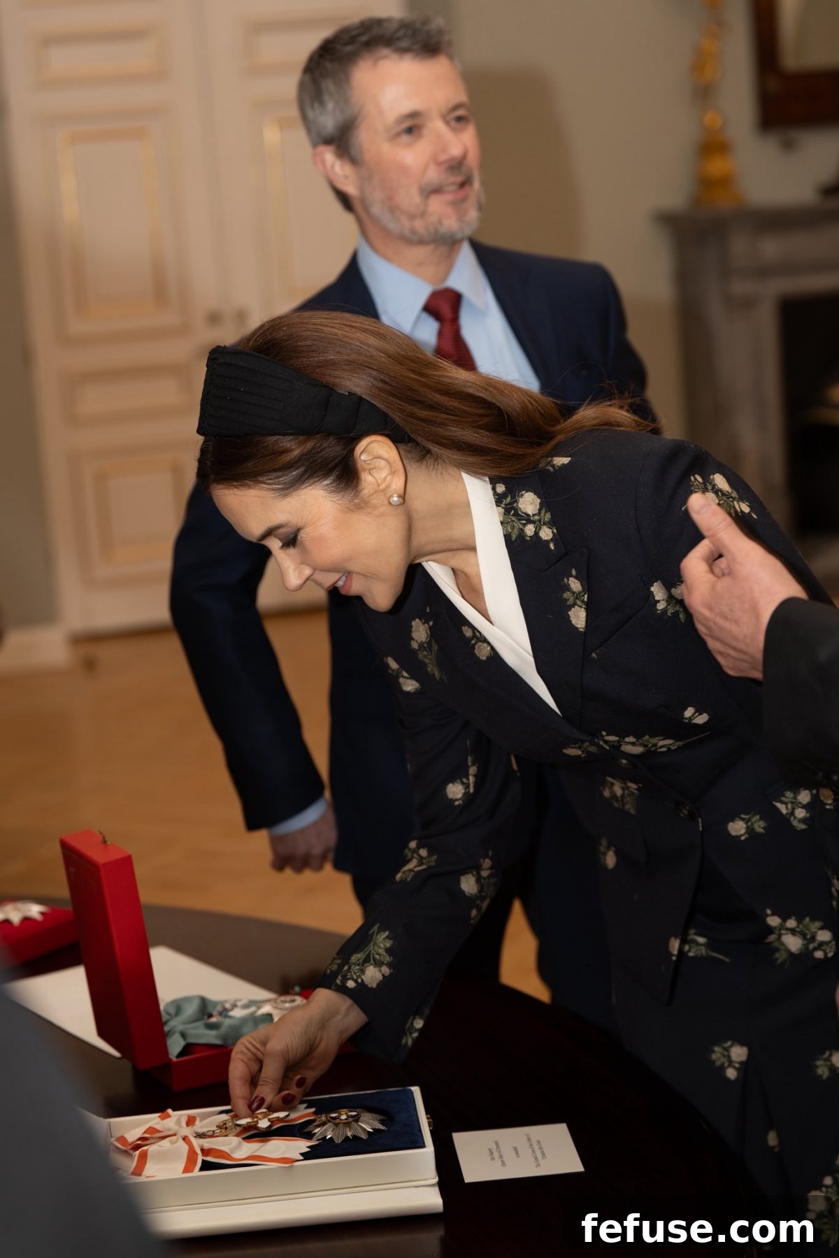 The King and Queen of Denmark are welcomed by the President and First Lady of Lithuania to the Presidential Palace in Vilnius on January 28, 2026 (Kongehuset)
