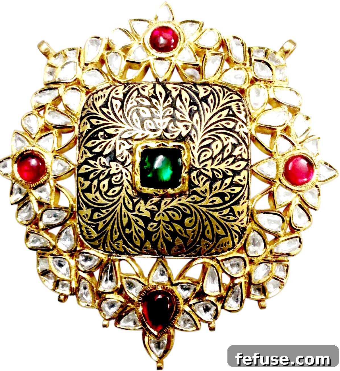 Example of Jadau craftsmanship with uncut gemstones