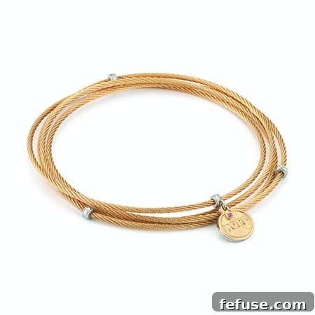 Alor Hope Affirmation Bracelet - Stainless Steel Pink Sapphire Jewelry for Breast Cancer Support