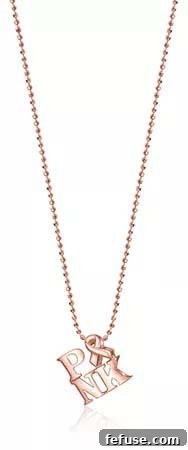 Alex Woo Pink Ribbon Necklace - Rose Gold Jewelry for Breast Cancer Research Foundation
