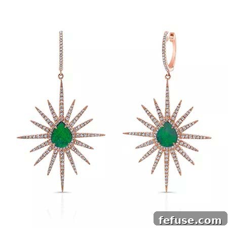 Majolie Collections Opal and Diamond Drop Earrings