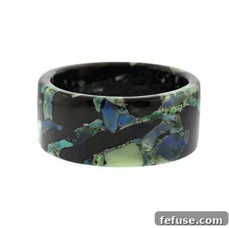 Freestone Peach Entropic Black Walnut Cuff with Australian Opal