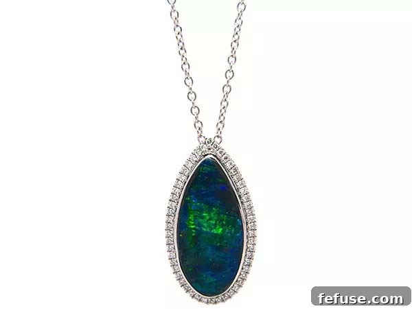 El Dorado Jewelry Australian Boulder Opal and Diamond Pendant Necklace