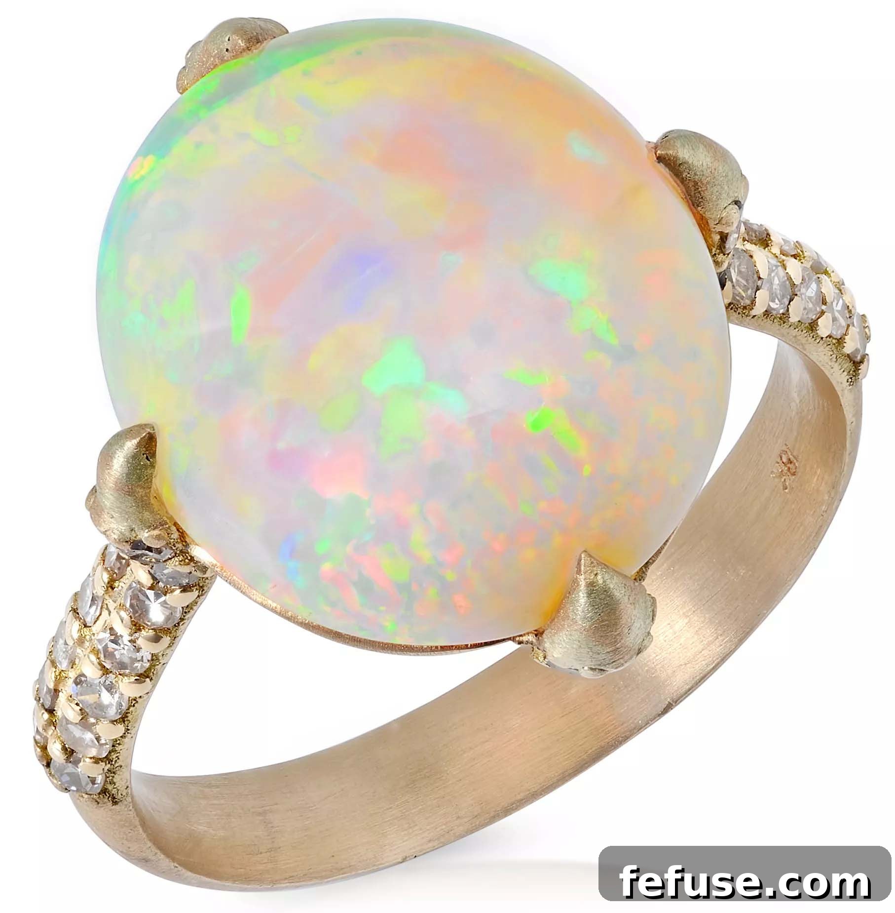 Opal and diamond ring in 18k yellow gold by Bavna