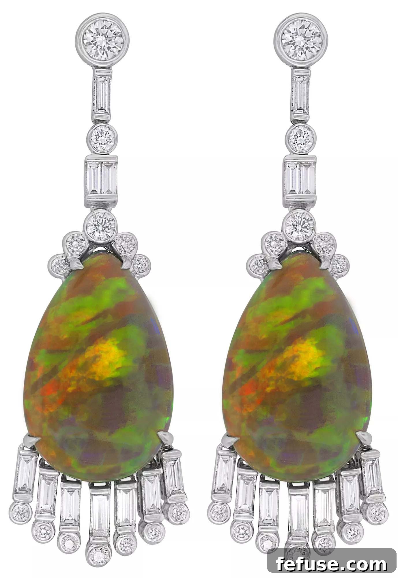 Opal and diamond drop earrings by Spark