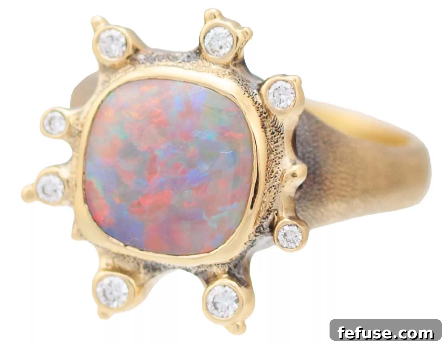 Australian opal and diamond ring in 18k yellow gold by Audrius Krulis