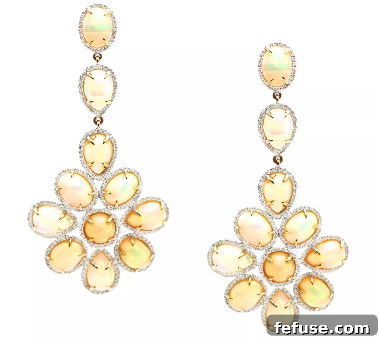 Ethiopian opal and diamond earrings in 18k yellow gold by Tresor