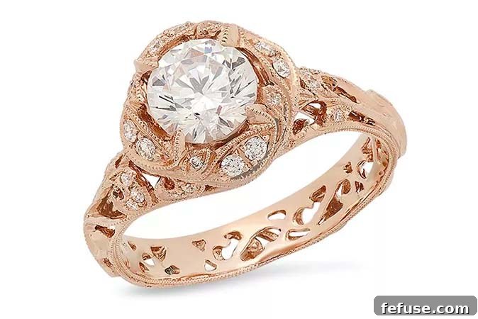 Beverley K Rose Gold Semi-Mount Vintage-inspired rose gold semi-mount engagement ring by Beverley K