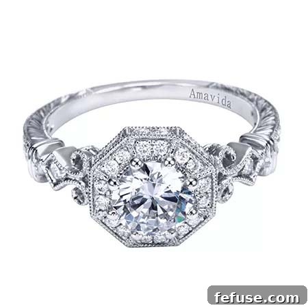 Gabriel & Co. Empire Semi-Mount Empire semi-mount in platinum with diamonds by Gabriel & Co.