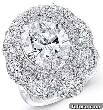 Rahaminov Oval Diamond Ring Rahaminov 5.15 ct oval diamond ring in white gold