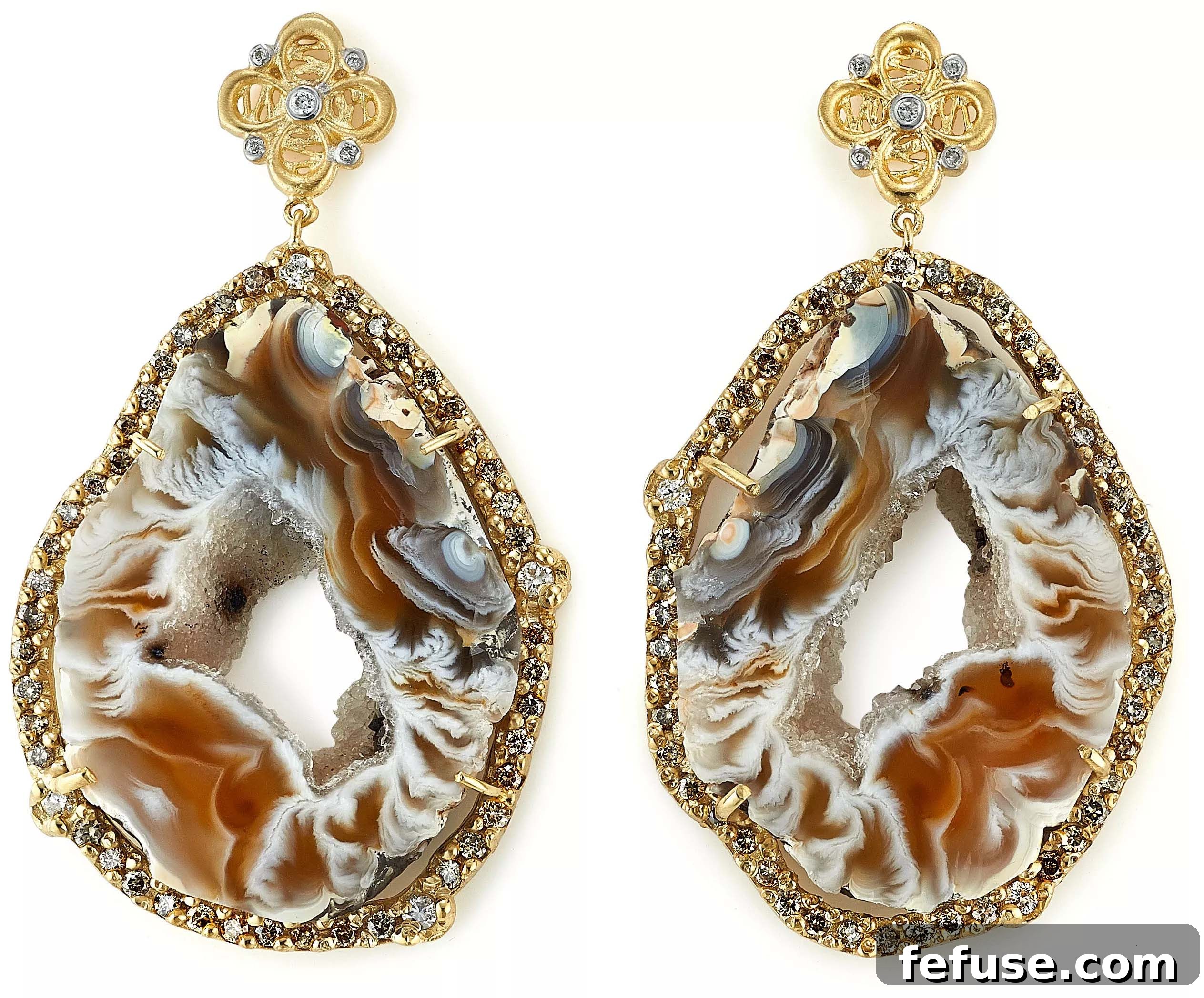 Tanya Farah organic geode diamond earrings for autumn fashion