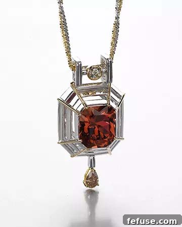 Radiant Peach Tourmaline Pendant Necklace