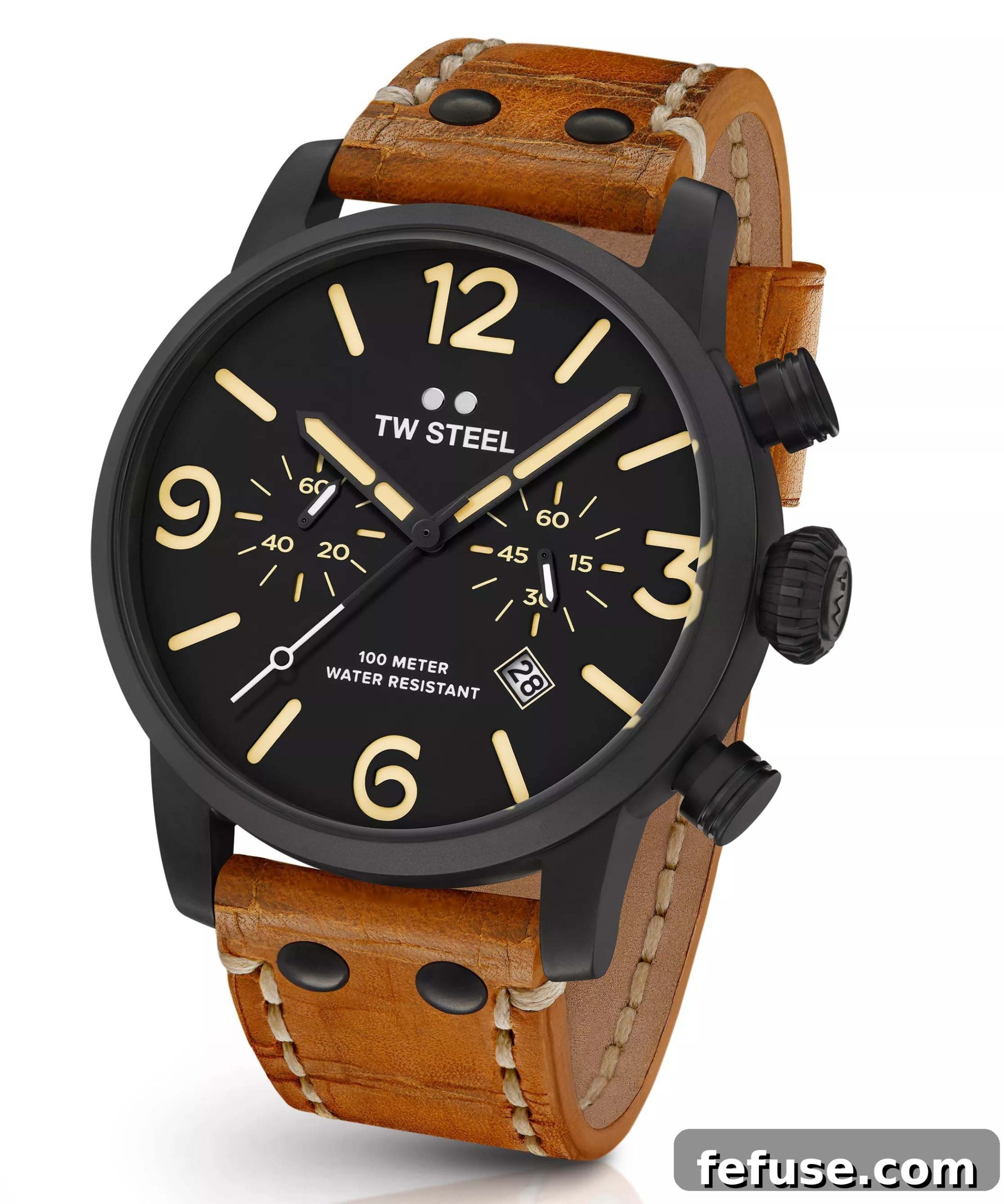 TW Steel New Maverick Chronograph TW Steel New Maverick chronograph watch in steel and leather
