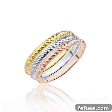 Atlantic Engraving bands in 14k white, yellow, and rose gold