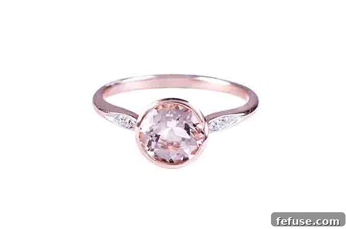 Rose Gold Morganite Bezel Engagement Ring with Diamonds