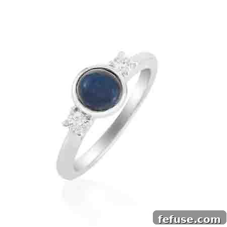 Platinum Spectrolite Bezel Engagement Ring with Diamonds