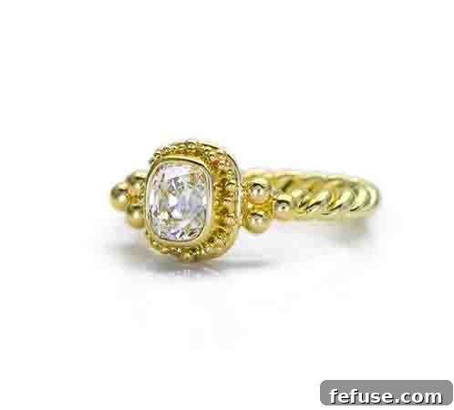 Elisabeth Ring Cushion Cut Diamond Bezel Engagement Ring