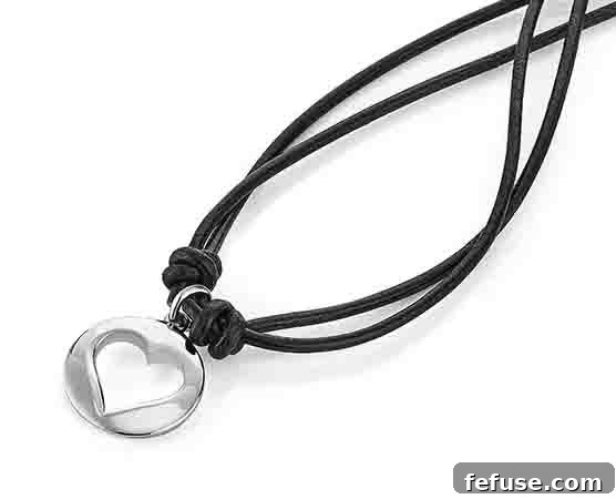 Heart on leather cord