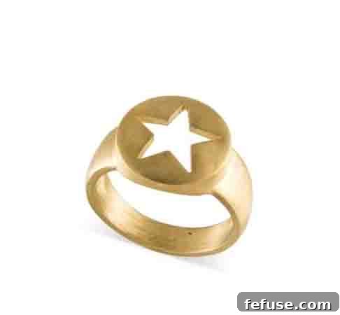 Stunning Star ring in 14k yellow gold, expanding the Zina Sterling TokenZ Collection, for those who wish to shine.